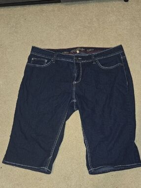 Dark Wash Denim Bermuda Shorts - Navy Blue